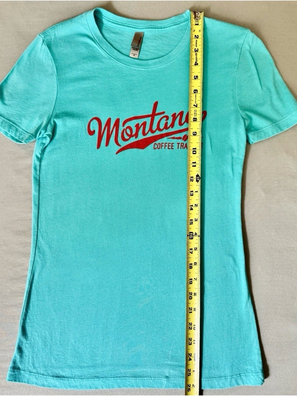 Montana Coffee Traders Women's Graphic Tee - Turquoise with Red Logo